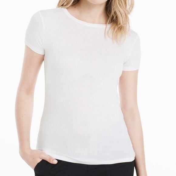 WHBM White Crew-Neck Short-Sleeve Layering Tee Size Large - Picture 1 of 5
